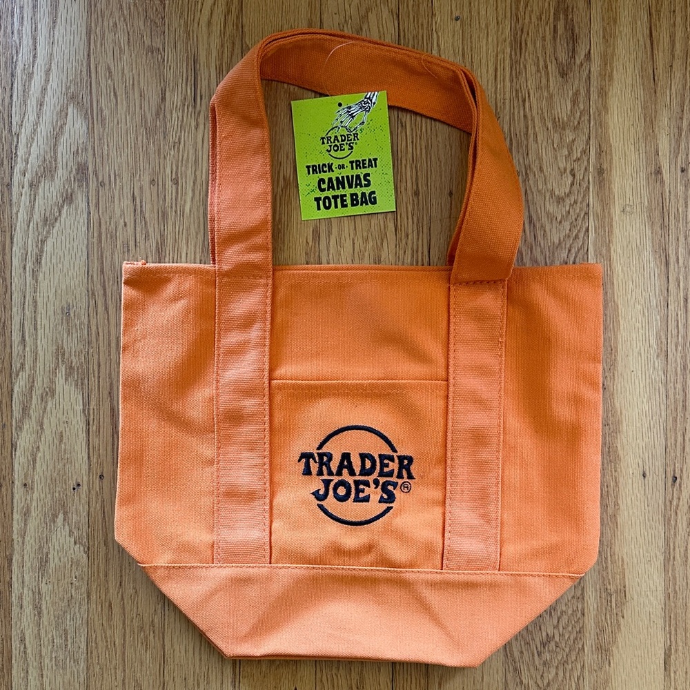 Trader Joe's Halloween Orange Canvas Mini Tote Bag